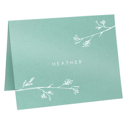 Sketched Branches Folded Shimmer Note Cards